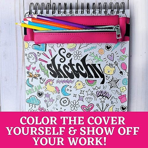 Life Is A Doodle Sketch Pad And Panda Diary With Lock And Key, Art Set With Mixed Media Sketchbook, Pencil Pouch For Art Supplies & Cuff Bracelet, Excellent Gratitude & Prayer Daily Journal For Girls thumb #4