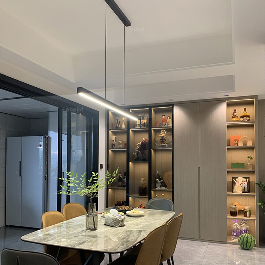 Suspension Moderne LED Lampe De Salle à Manger Table à Manger Luminaire Suspension Dimmable Salon Lampe Suspendue Linéaire Design Hauteur Lustre