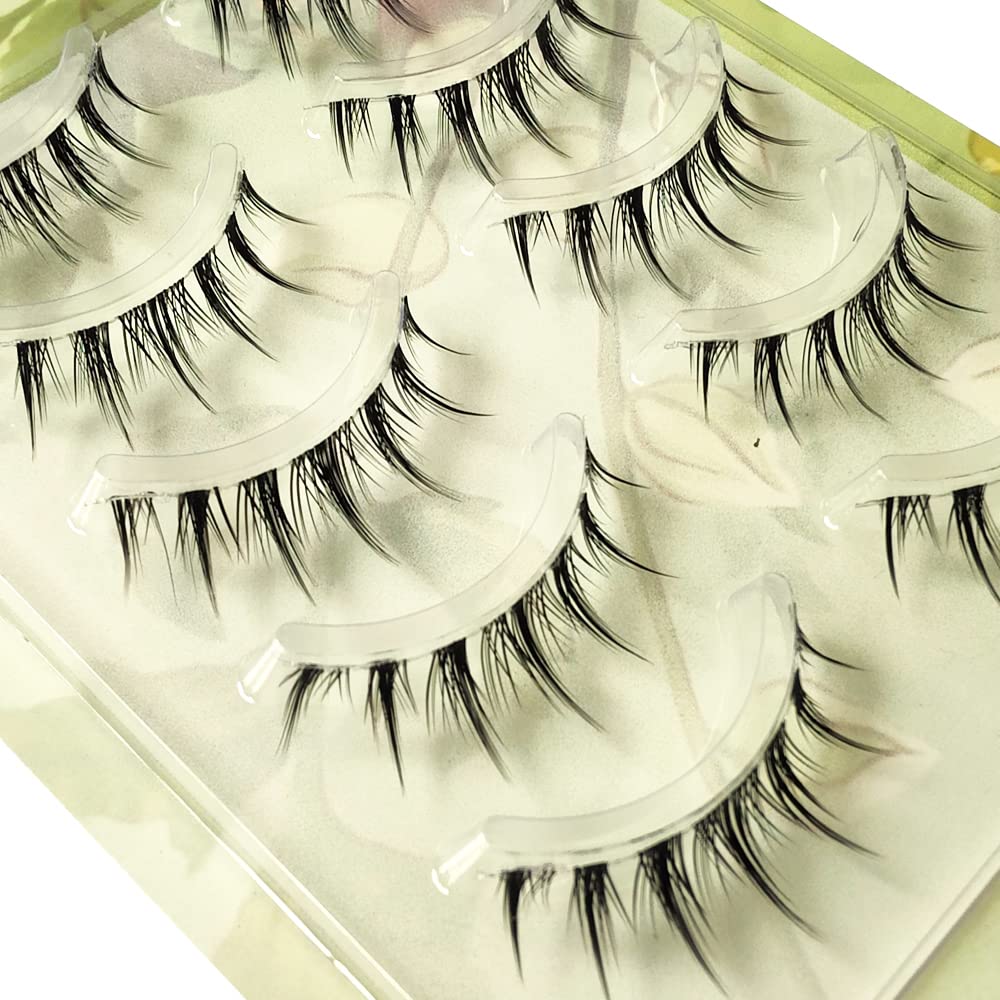 5 Pairs Little Devil False Eye Lashes Set Invisible Band Soft Fake Eyelashes Women Student Bride Daily Nude