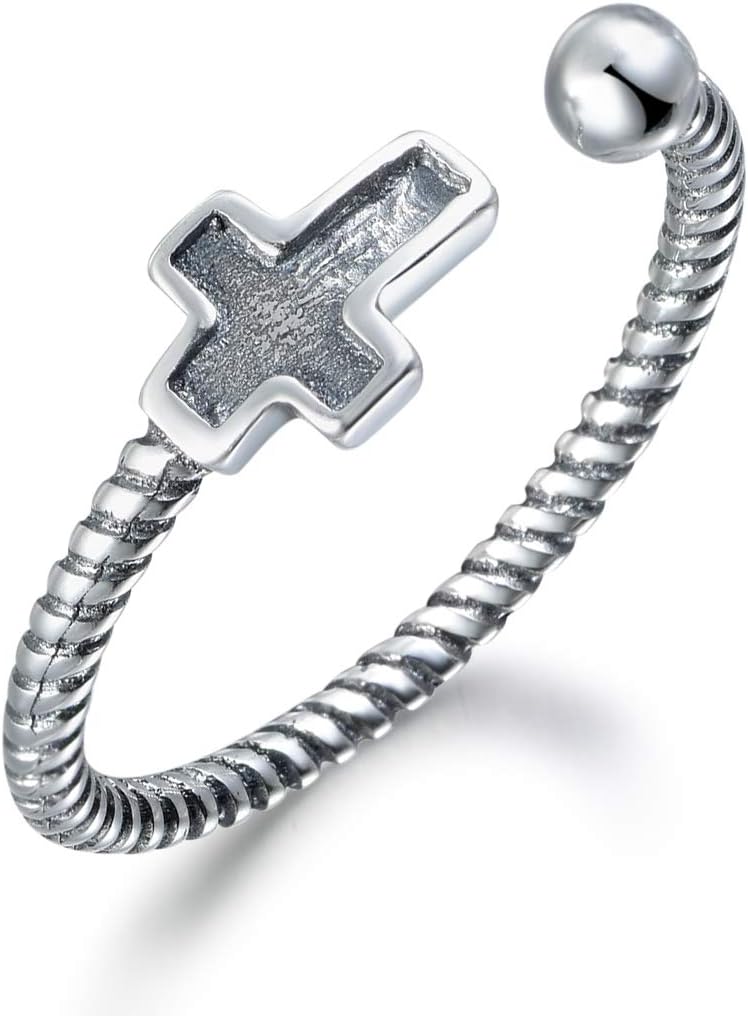SNORSOSilver Ring for Women, 925 Sterling Silver Adjustable Open Thumb Ring for Men Women