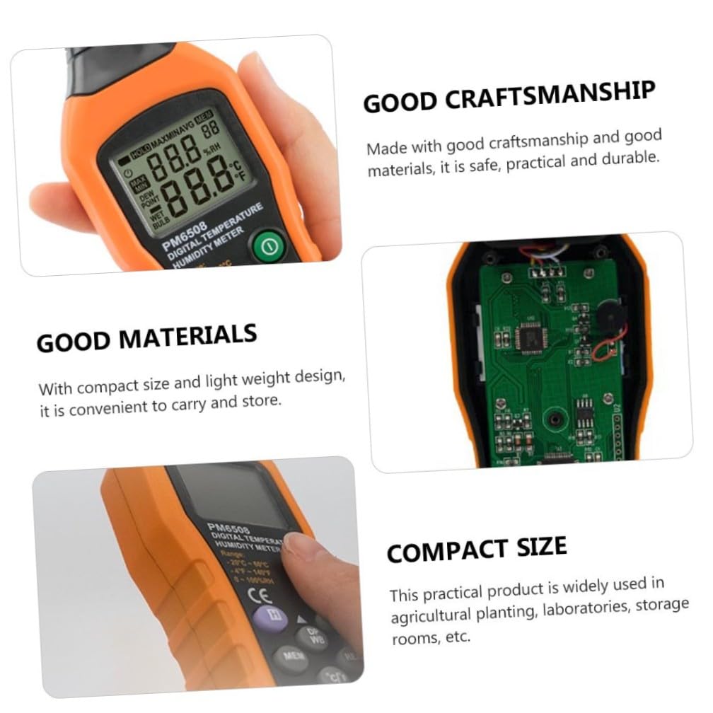 Pm6508 Temperatur und Feuchtigkeitsmesser für Industrie, 1 Satz | Abs und Tpe, ohne Batterie, für Lagerräume und Labore, Schnelle Messung mit Leichter Bauweise