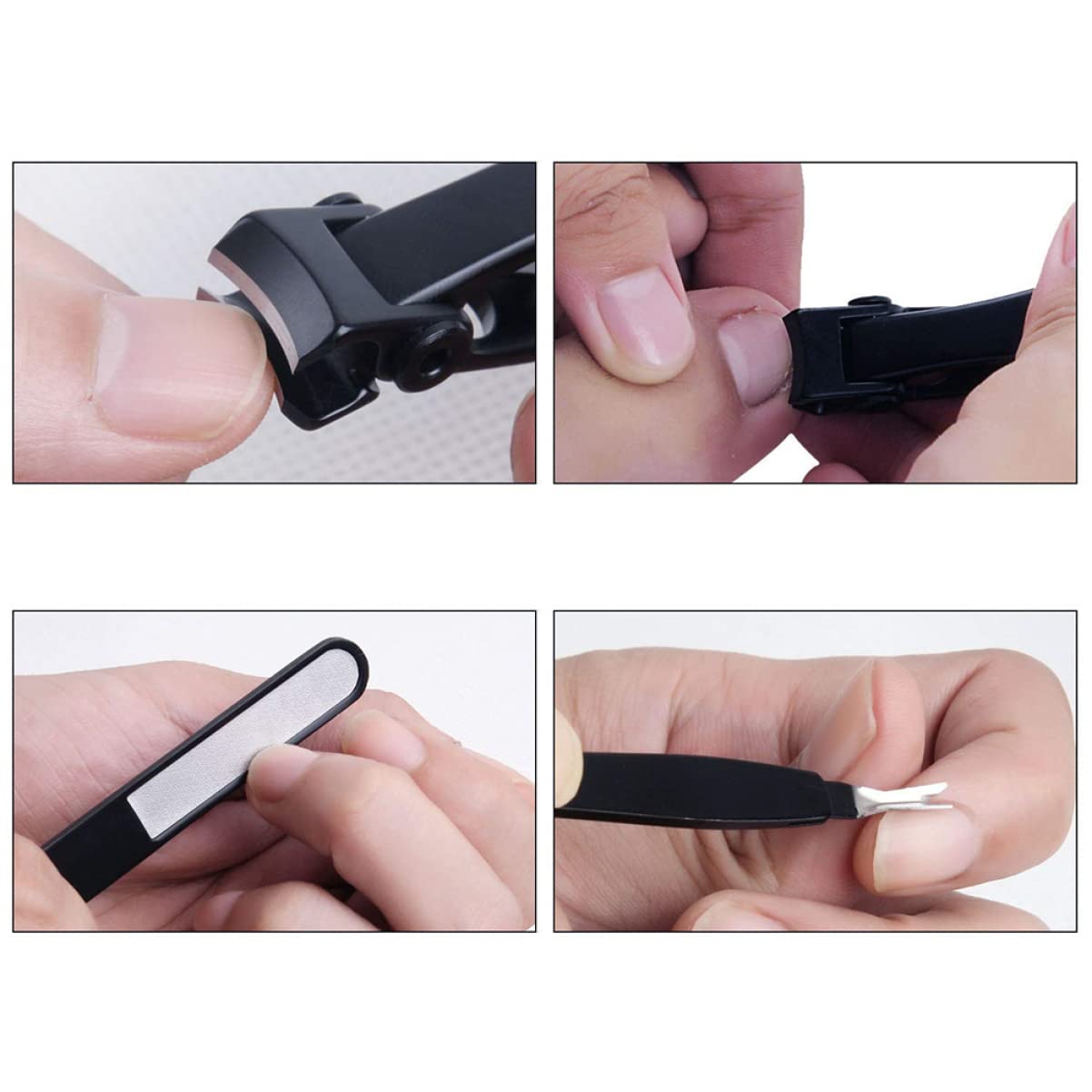 FRCOLOR Forbicine Per Unghie 6Pcs Unghia' unghia' unghia Larga in Acciaio Inox Professionale Mascella Modella Le Donne Uomo Nial Kitnero Nero E Apertura per Clipper Clipper