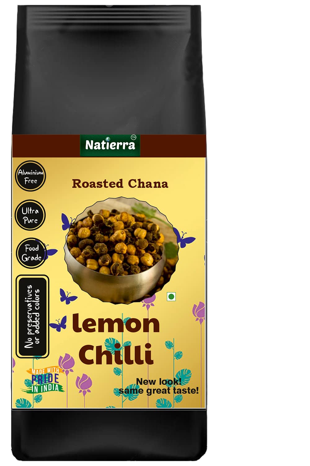 NATIERRA Roasted Lemon Chilli Flavoured Bhuna Chana Healthy Protein Rich 350g