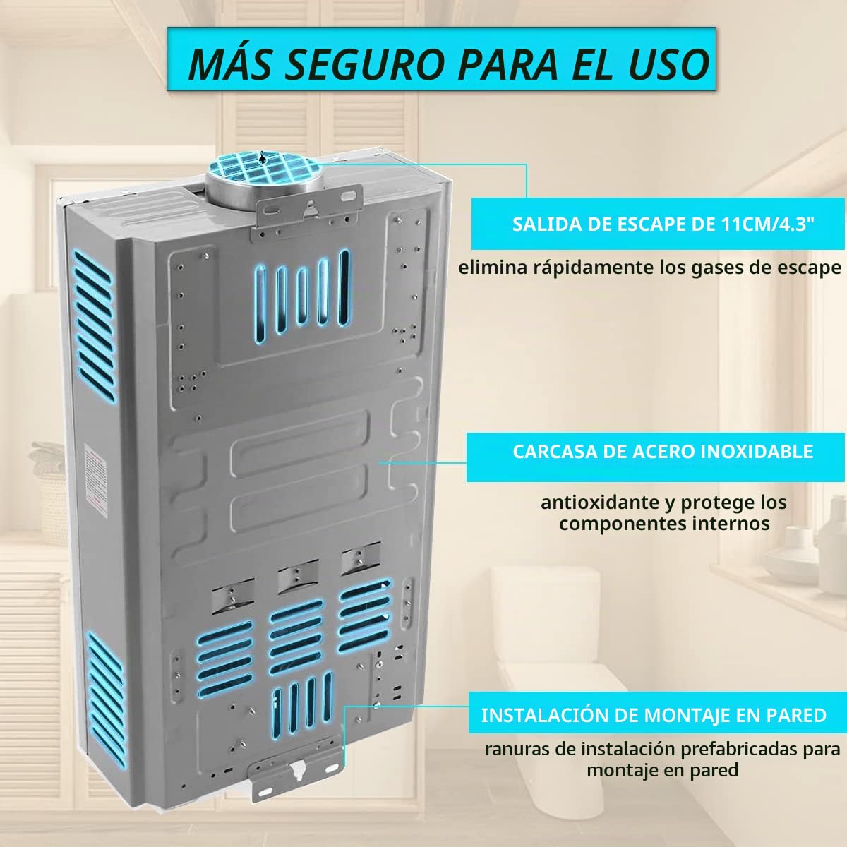 BreeRainz 10LPM Calentador de Agua de Gas,20KW Calentador de Agua Butano con Cabezal de Ducha,Presión de Agua Ultrabaja 0,2 Bar,Apto para Butano/Propano,para el Hogar,Vehículos Recreativos