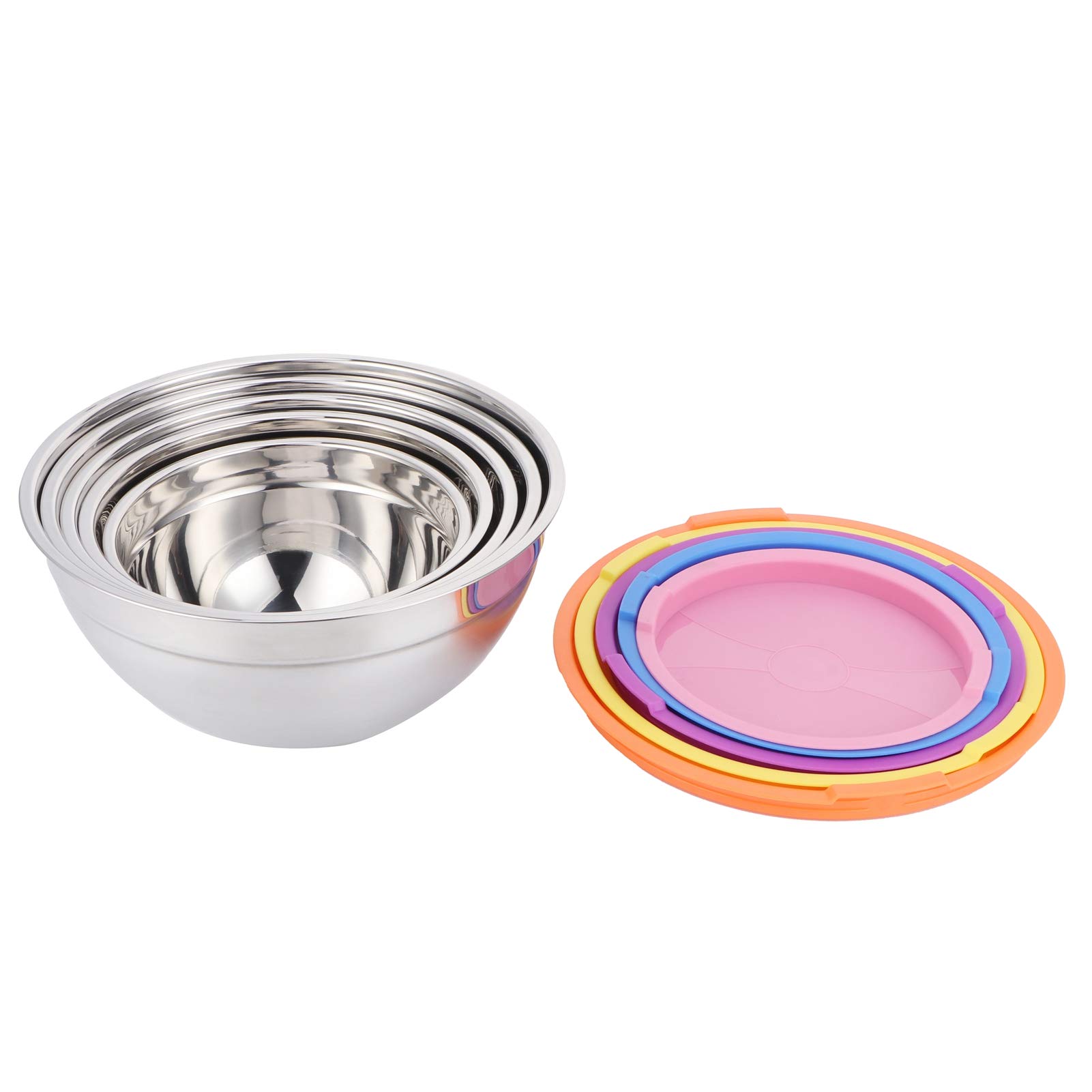 5-teiliges Edelstahl-Rührschüssel-Set, Lebensmittelaufbewahrungsbox mit Deckel für die Küche zu Hause