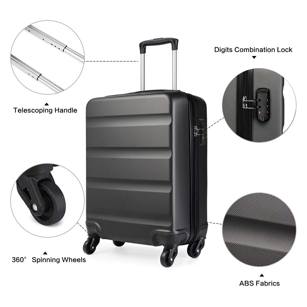 Kono Trolley Bagaglio a Mano 55x38x20cm Rigidi e Leggerissima ABS Valigia con 4 Ruote