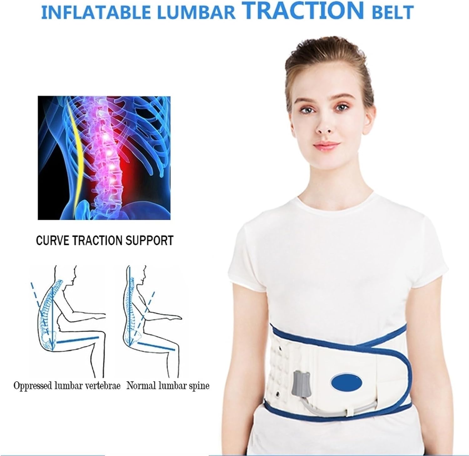 Back Support Decompression Belt Lower Back Brace Lumbar Support Back Traction for Sciatica disc Relief Massage Belt for Lower Back Pain Relief (Color : Red) (Red)
