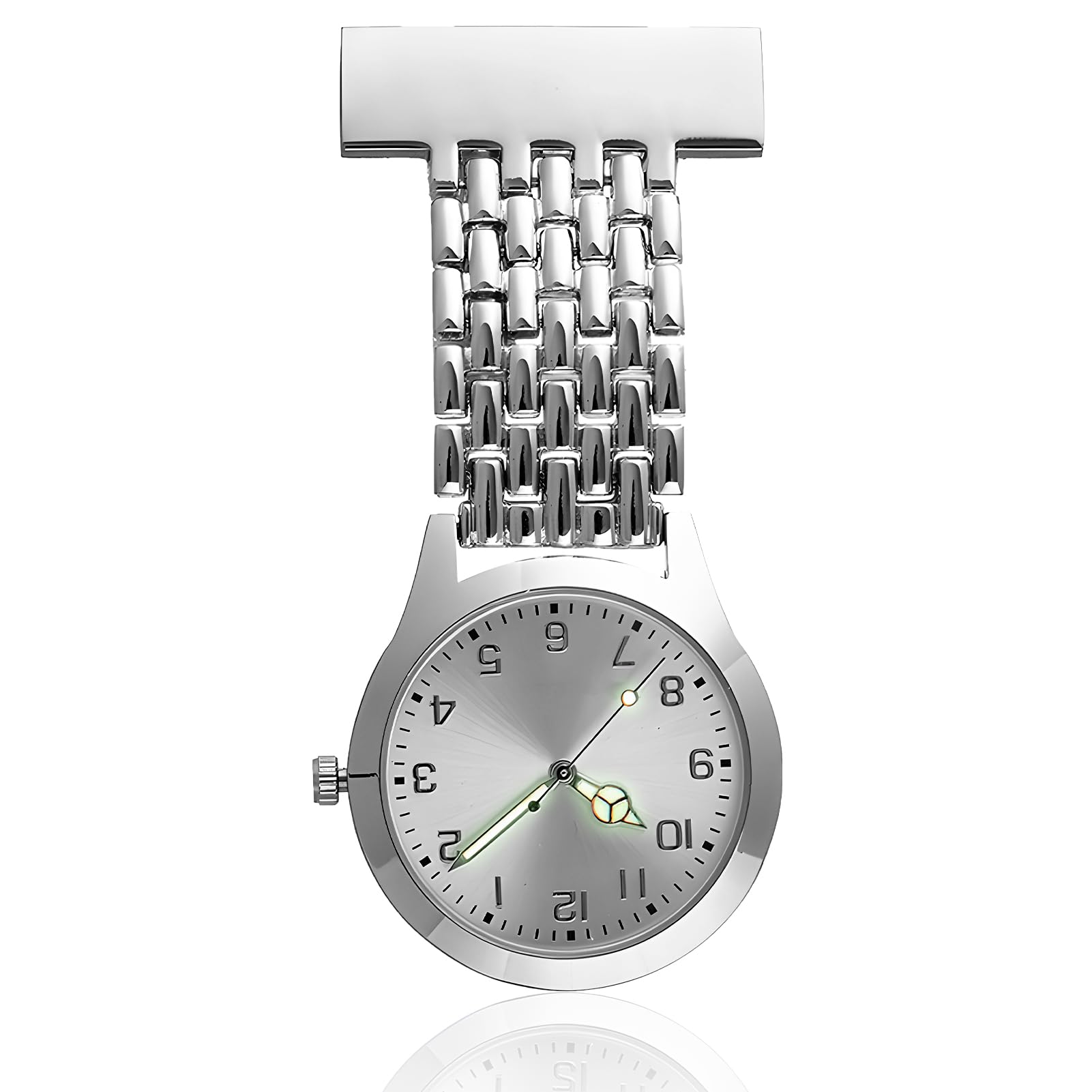 nurse fob watch with pin, luminous nurse watch brooch, stainless steel clip watchs, hanging pocket watchs nurse, glow in dark design medical brooch for health care nurse doctor paramedic