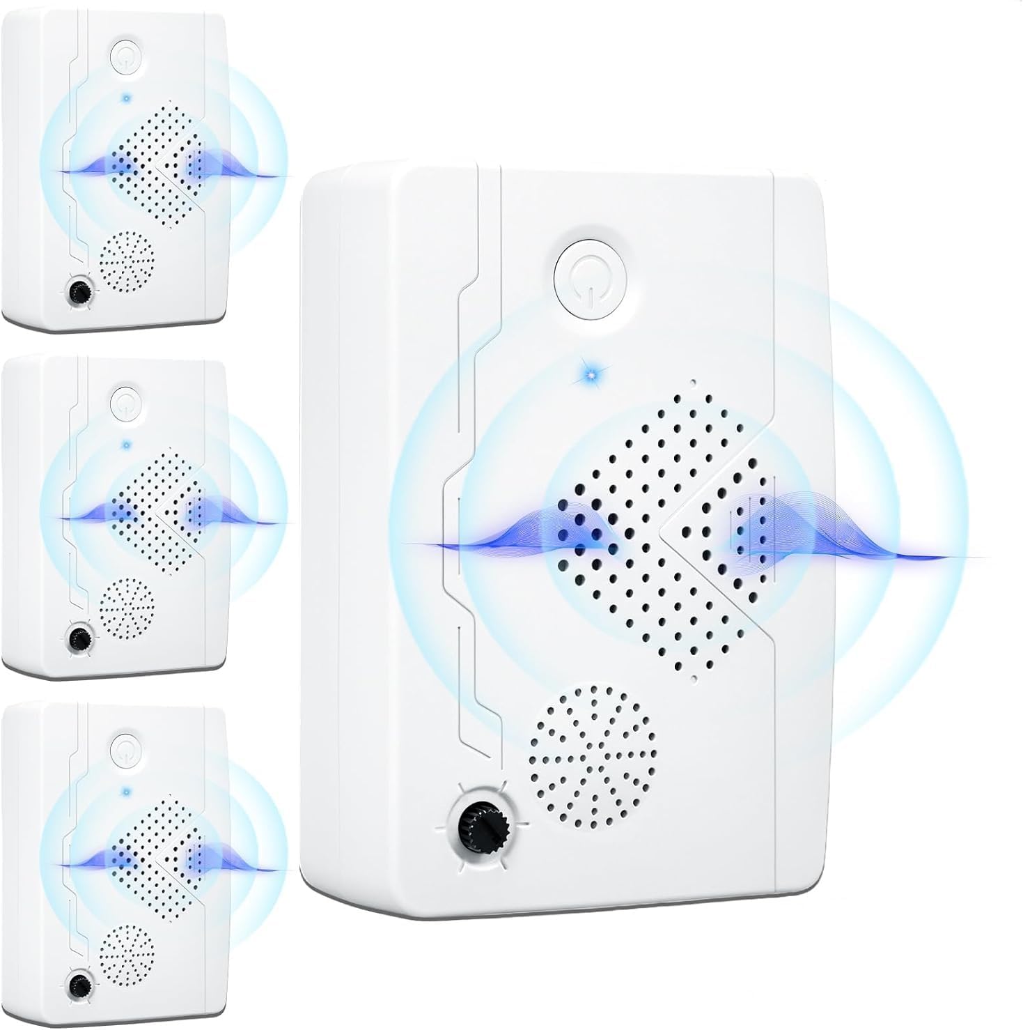 Ultrasonic Bat Devices for Attic: 4PCS Bat Removal Device for Garage, Indoor Outdoor Use - Humane and Effective Rechargeable Bat Deterrent Devices, White