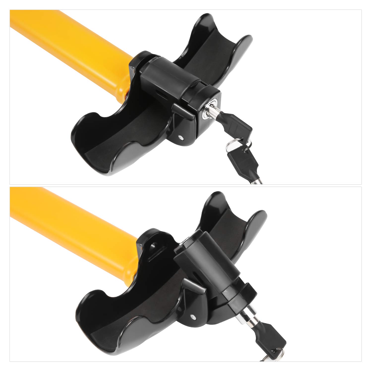 Antivol de Voiture Volant Sécurité Car Steering Wheel T-Lock avec 2 Clés, pour Ouverture Inférieure à 4cm