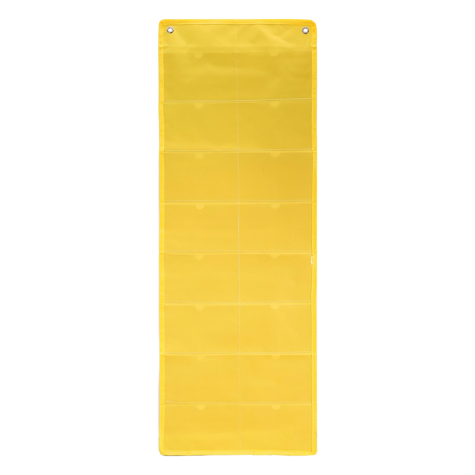 PATIKIL 10x16CM Index Card Holder Sleeve, 16 Card Slots Organizer Sleeve, PVC Clear Organizer Hanging Wall Pocket Chart for Office Classroom Library Home Organization, Yellow