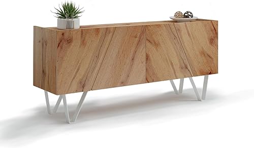 Miniatura 4 de Mobili Fiver, Emma - Aparador de 4 puertas con patas blancas, roble rústico, fabricado en Italia