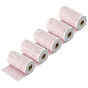 5 Rolls EKG ECG Paper, 50mm X 20m1.96 in X 787.4 in Thermal Recording Sheets for Home EKG Machine, EKG ECG Chart Paper