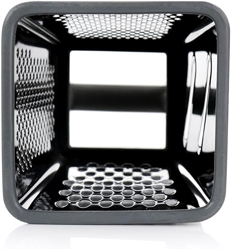 Miniatura 4 de Rallador de caja de acero inoxidable con base antideslizante, rallador de queso y verduras de 4 lados con superficies gruesas, medias, finas y