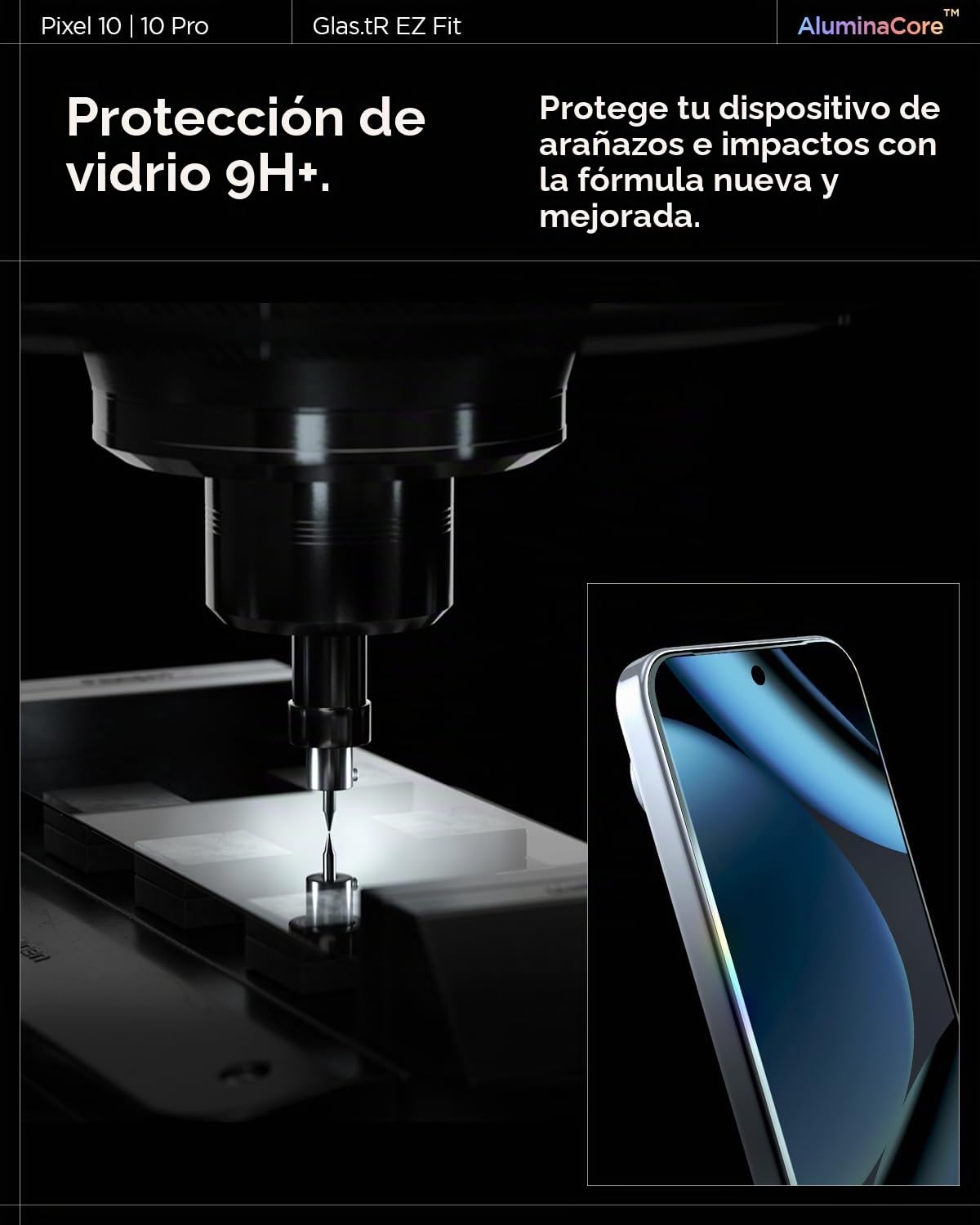 Spigen Glas.tR EZ Fit Protector Pantalla para Google Pixel 10, Pixel 10 Pro, Pixel 9, Pixel 9 Pro, 2 Unidades, Instalación Fácil, Alta Definicion, Dureza 9H, Anti-Arañazos