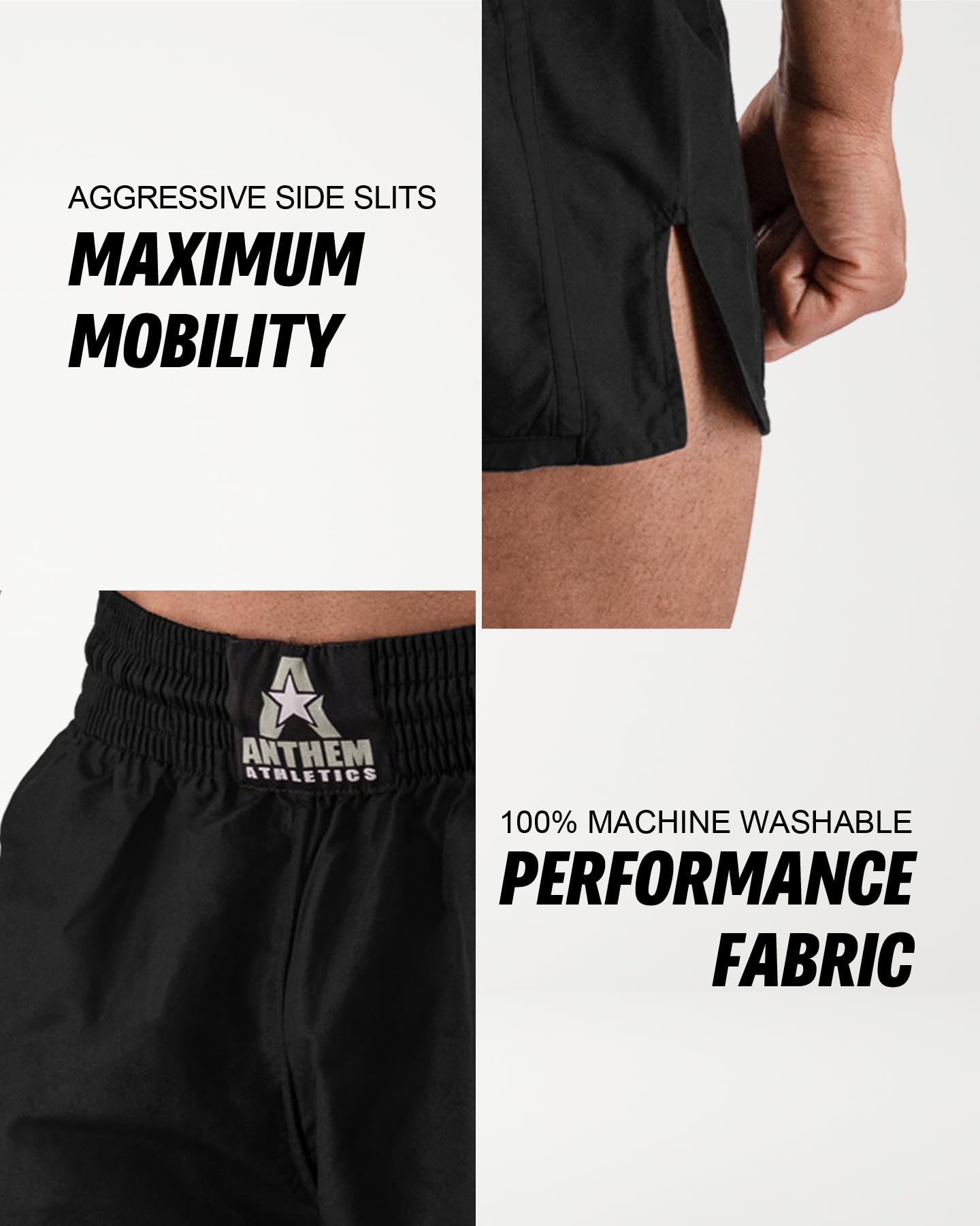 Anthem Athletics Pantaloncini Muay Thai Resolute - Kickboxing, Thai Boxe - Neri - Medi