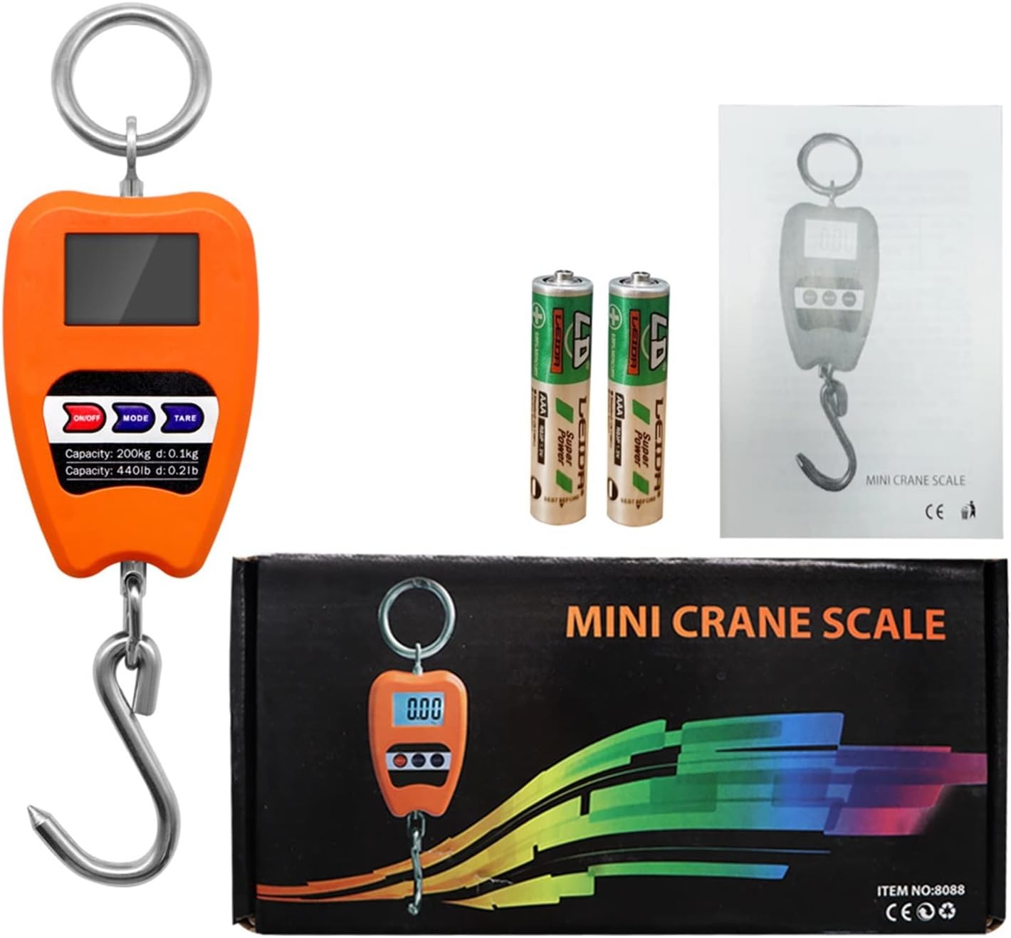 Digital Crane scalemini Crane Scale 200kilogram weighingDigital Industrial Crane Scale 200Kilogram /441poundHeavy Duty Hook scaleStainless Steel with Precision Sensor (O(Orange,S) (Black Small)
