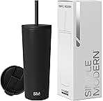 Simple Modern Insulated Tumbler with Lid and Straw | Iced Coffee Cup Reusable Stainless Steel Water Bottle Travel Mug | Gifts for Women Men Her Him | Classic Collection | 24oz | Midnight Black