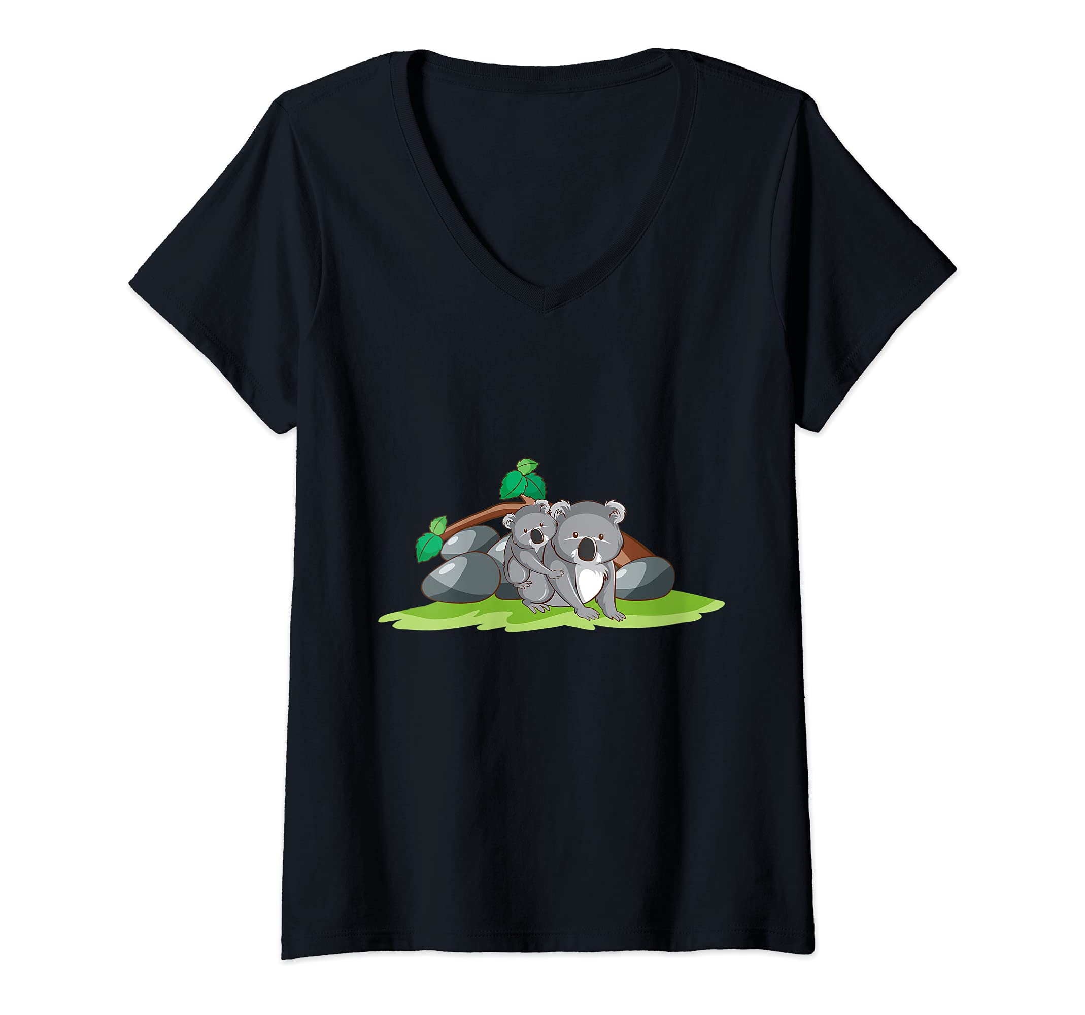 Womens Mama and Son Australian Native Bear Koala Bear Family V-Neck T-Shirt