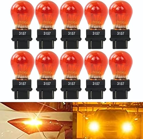 Gxcdizx 3157 - Bombilla de luz ámbar 3157 en miniatura, base de plástico para luces de freno, luz trasera, señal de giro, estacionamiento (paquete