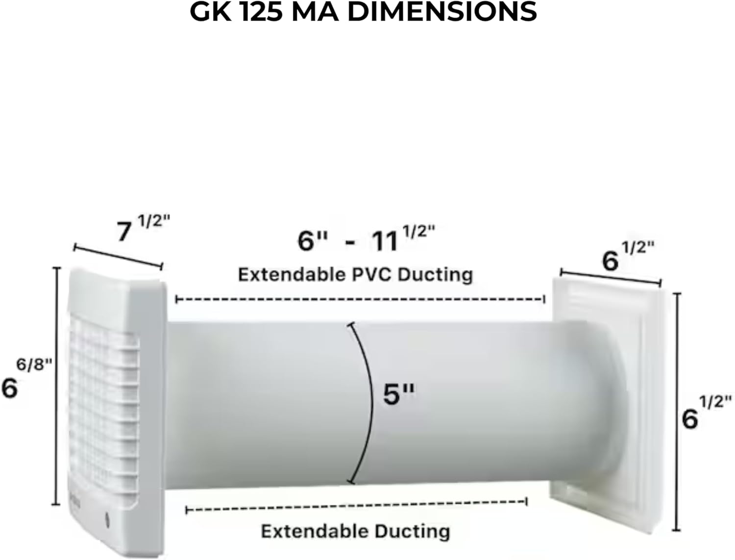 VENTS-US GK 125 MA - Easy to Install 5" Through The Wall Exhaust Fan with 102 CFM - Built to Remove Unpleasant Odors, Fumes, Moisture, and Airborne Pollutants