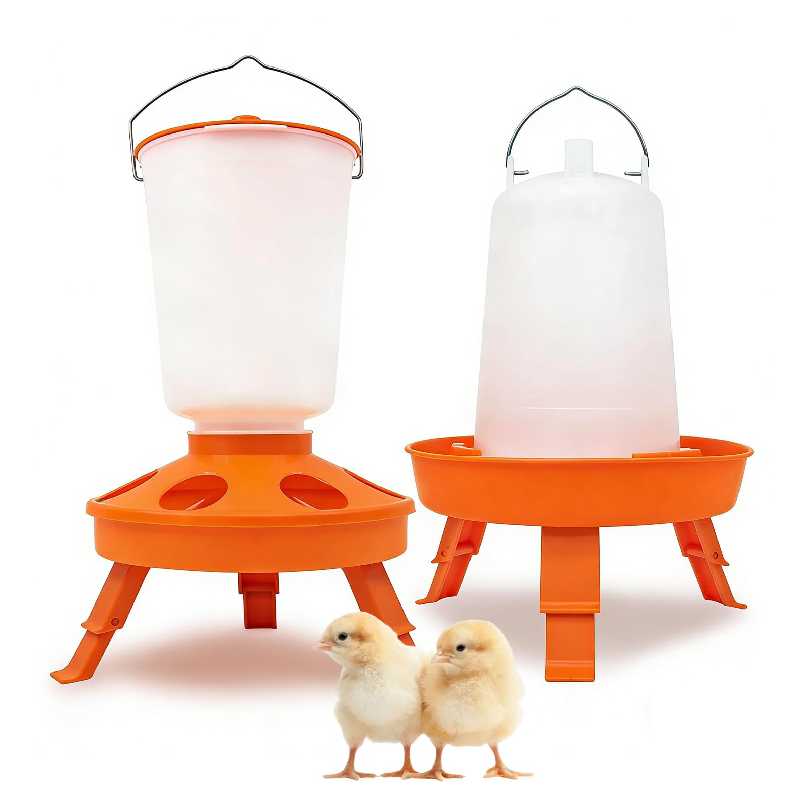 Chick Feeder and Drinker Kit, 1.5kg Feeder & 1.5L Water Dispenser Set with 3 Level Height Adjustment, Automatic Poultry Feeder Waterer Drinker Kit Equipment for Chicken Coop Farm