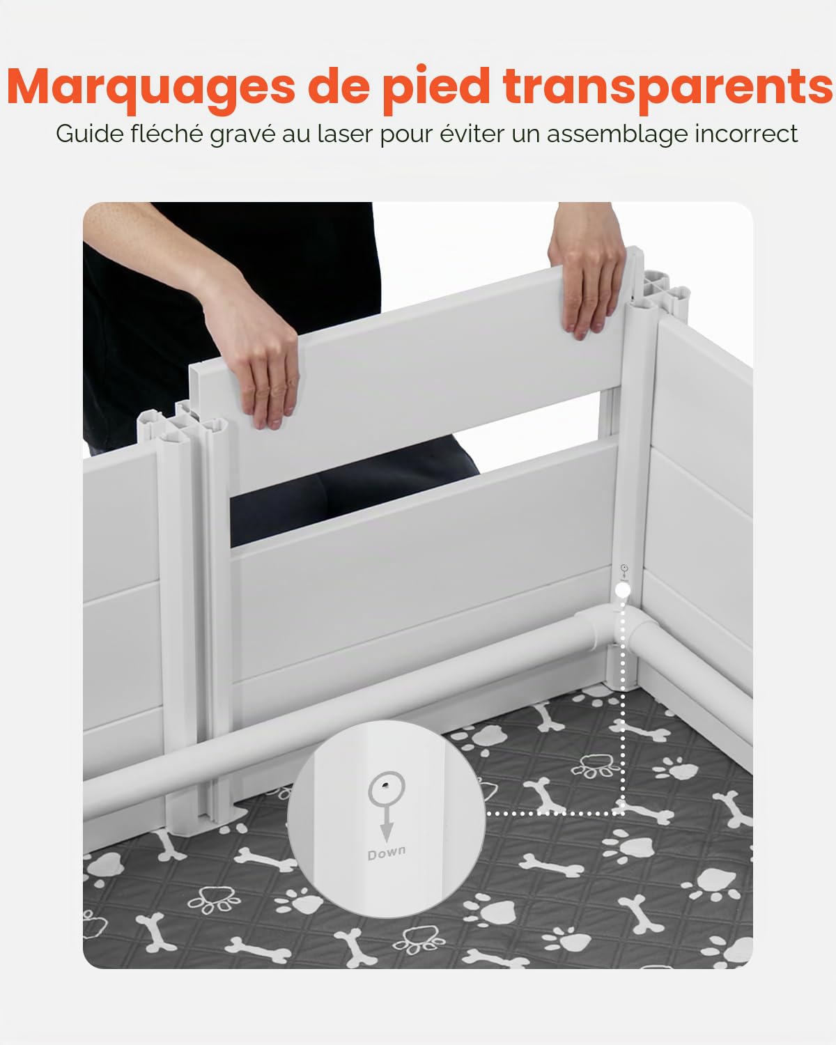 VEVOR Parc de Mise Bas pour Chien 122x122x46 cm Caisse de Mise Bas pour Chiots avec Porte Réglable en Hauteur Tapis d'Urine Lavable Boite de Naissance en Plastique PVC
