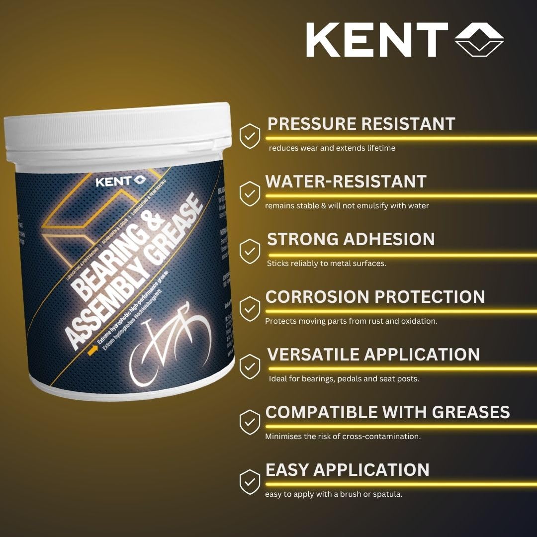 KENT BIKE Bearing & Assembly Grease – Schmierfett für Fahrradlager & Montage – Reduziert Reibung & Verschleiß – Haftstark & temperaturbeständig – Mit EP-Additiven für extreme Belastungen