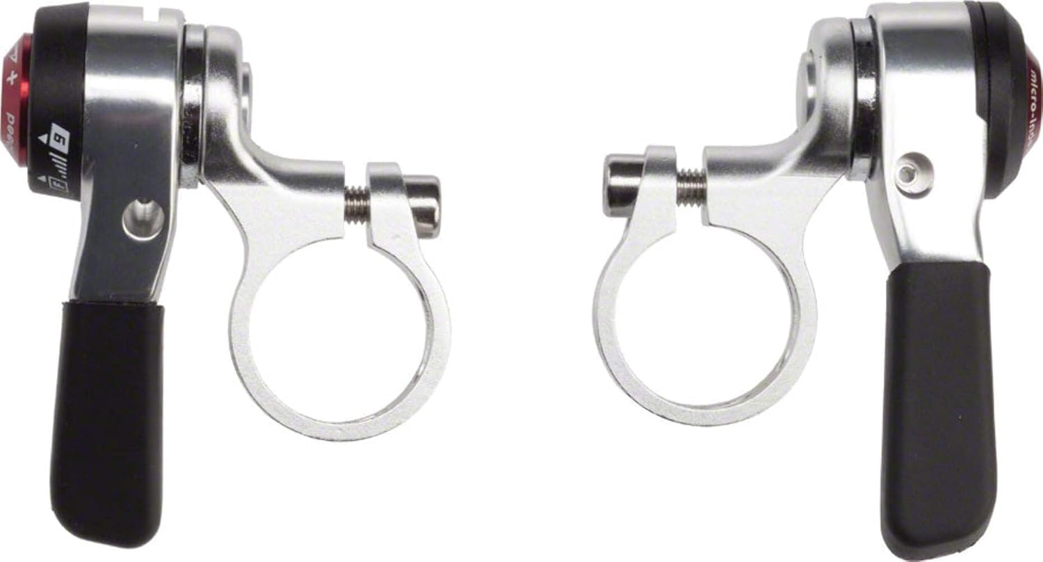 microSHIFT | Thumb Shifter Set | 9-Speed | Double/Triple | Shimano Compatible | Silver