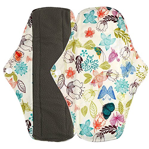 Guobin Toalla HigiéNica, Almohadilla Menstrual Compresa Menstrual Reutilizable Estera De Bambú OrgáNico Lavable Y Wet Bolsa (M, Multicolor)