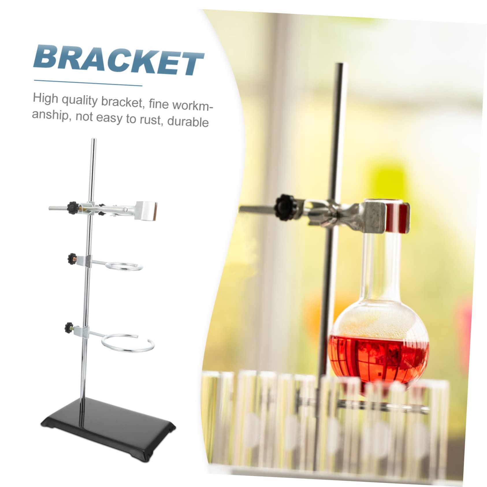ABOOFAN Support de Laboratoire en Fer 50 Cm Base Stable, Ensemble D’anneaux de Support Détachable, Kit D’équipement de Métallurgie pour Expériences de Chimie et Physique