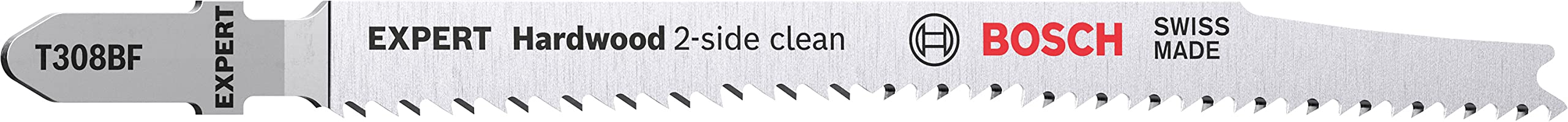 Professional 5x Expert ‘Hardwood 2-Side Clean’ T 308 BF Jigsaw Blade (for Plastic coated boards, Multiplex board, Length 117 mm, Accessories Jigsaw)