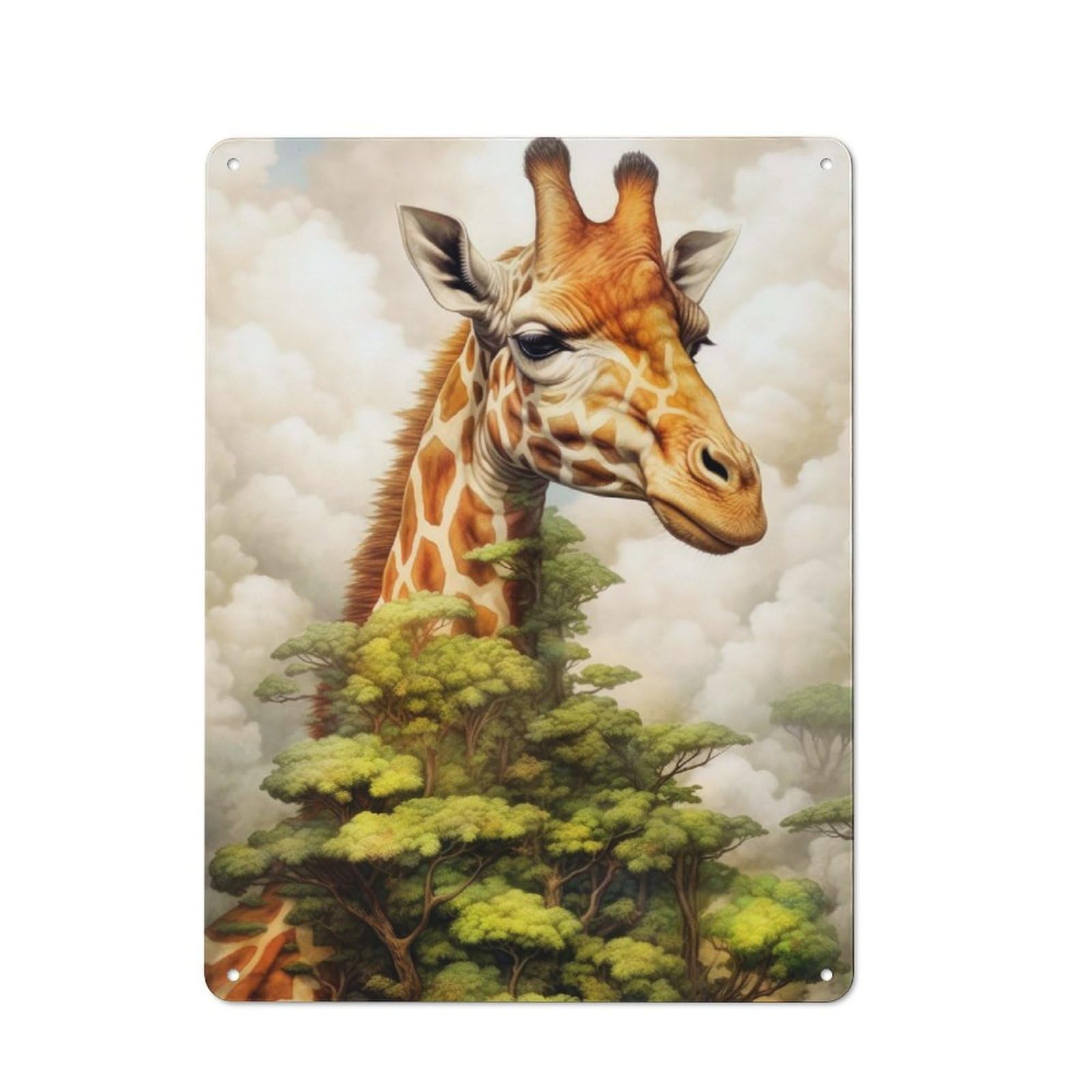 Giraffe Animal Art Rustic Metal Sign 40x30cm for Lounge Or Reading Corner, for Reading Corner Decorators