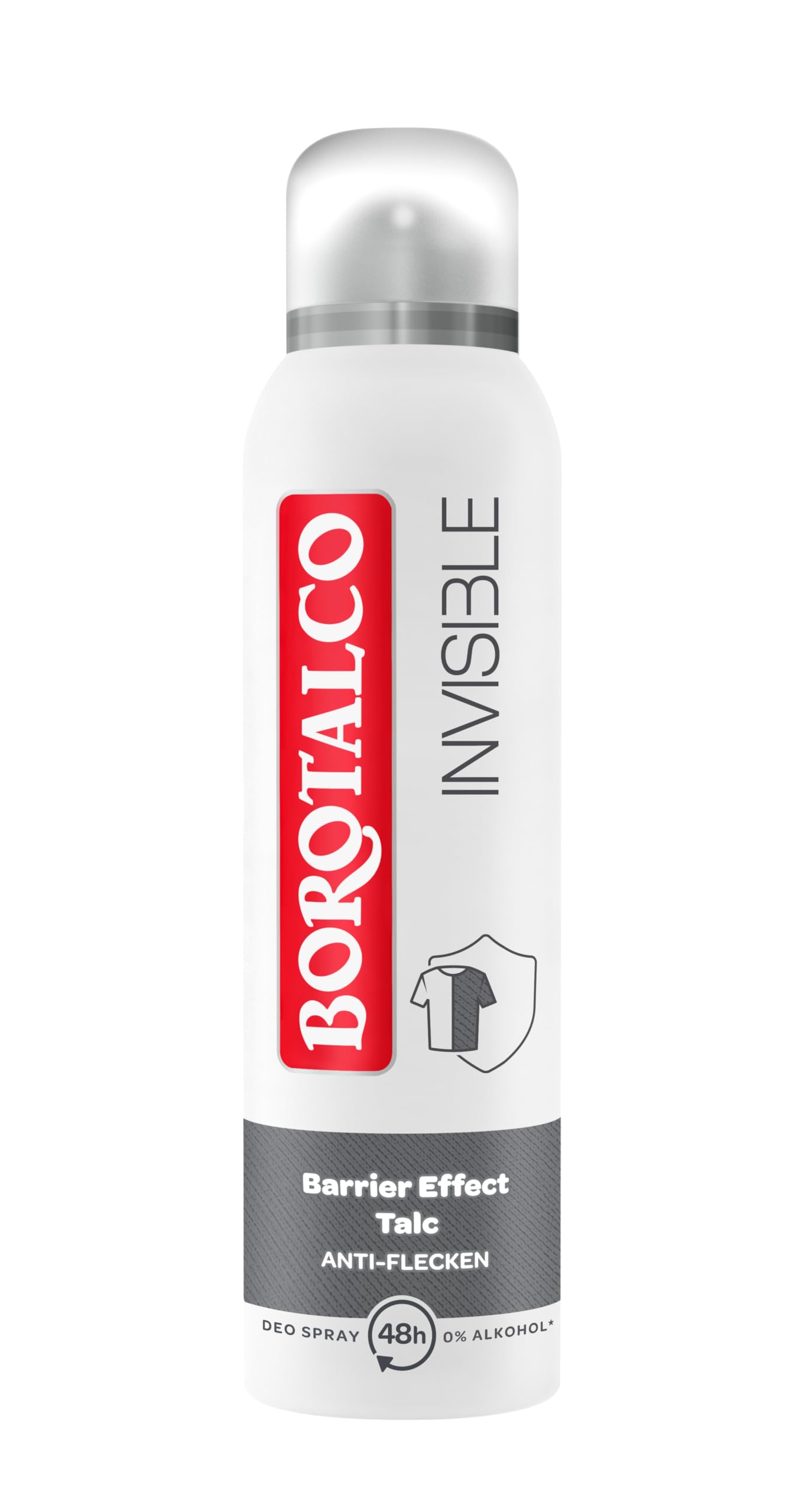 Borotalco Invisible - Deospray - 48 Stunden Schutz gegen schlechte Gerüche und Schweißflecken dank der Barrier-Effect-Talc-Formel - 0% Alkohol - Deodorant - Deo Herren & Deo Damen