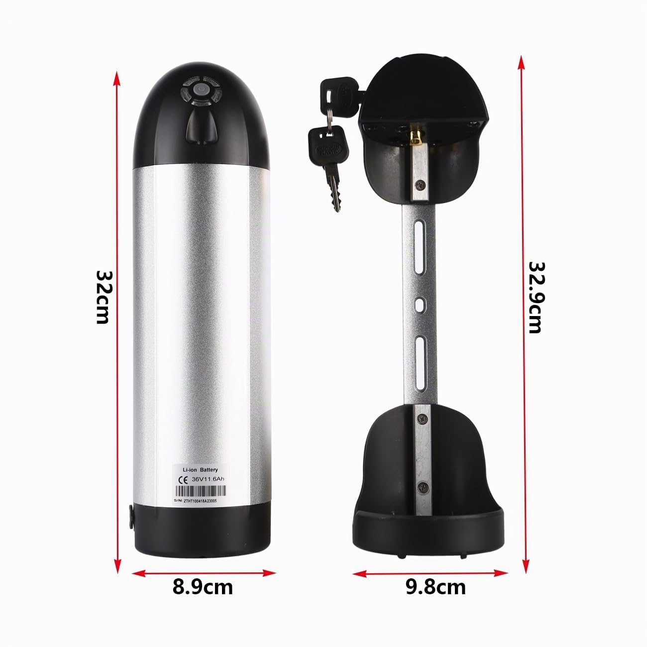 Batterie pour vélo électrique 36 V 11,6 Ah avec support et chargeur compatible avec moteur 36 V 250 W 500 W