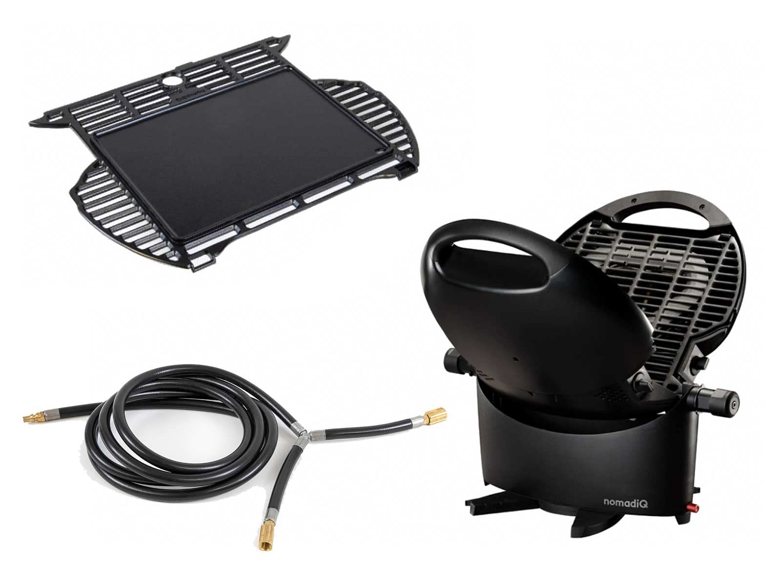 nomadiQ Portable Gas Grill + Griddle + RV Hose