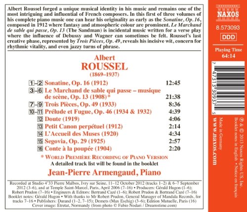 Roussel: Piano Music, Vol. 1 - Sonatine; The Sandman; Trois Pieces