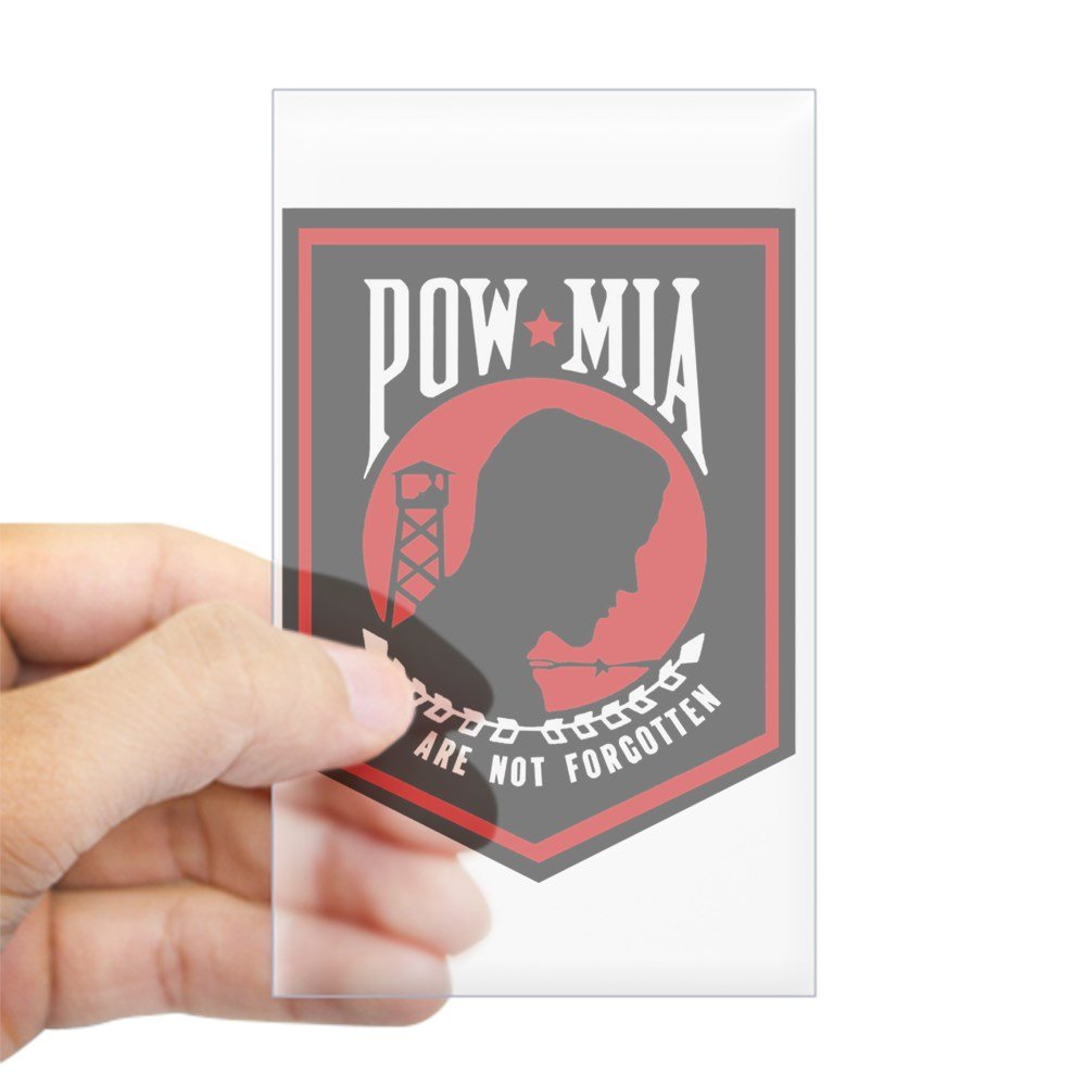 CafePress POW MIA (Red) Rectangle Sticker Rectangle Bumper Sticker Car Decal