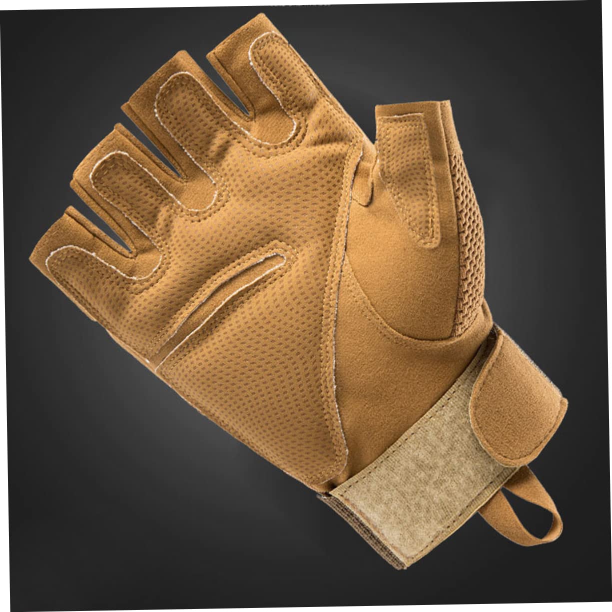 Toddmomy 1Pair Half Finger Wear Resistant Non Slip Cycling Gloves for Outdoor Mountaineering Lightweight Protective Mitts for Fitness Sports Climbing Activities Unisex Design XL Khaki