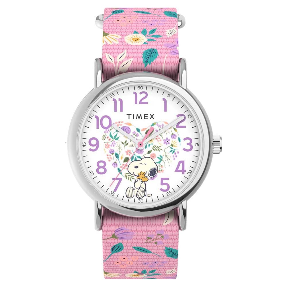 Timex Weekender x Peanuts in Bloom Women's 38mm Watch Pink Fabric Strap TW2V77800