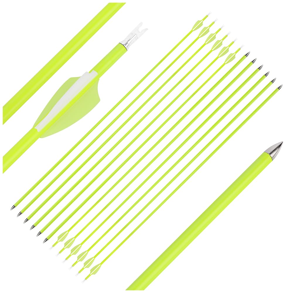 12/24 Pezzi Frecce in Carbonio per Tiro con L'Arco - Lunghezza 30" Spina 1500 con Piume in Gomma 1,75", Frecce per Caccia e Tiro a Segno per Arco Compound