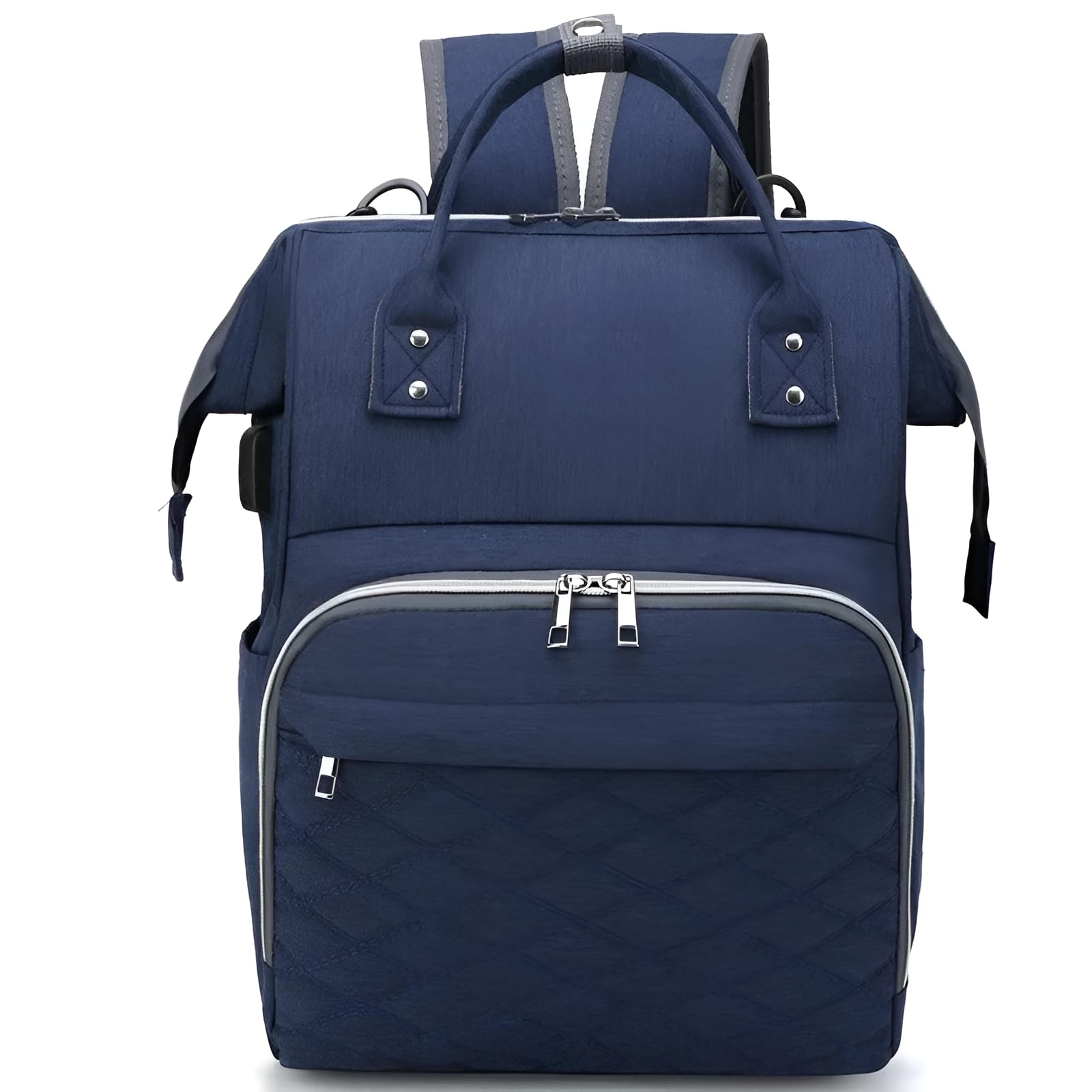 Diaper Bag Backpack with Changing Station and Foldable Bassinet Waterproof Travel Diaper Bag for Mom with Insulated Bottle Pockets for Newborn Baby-image-36
