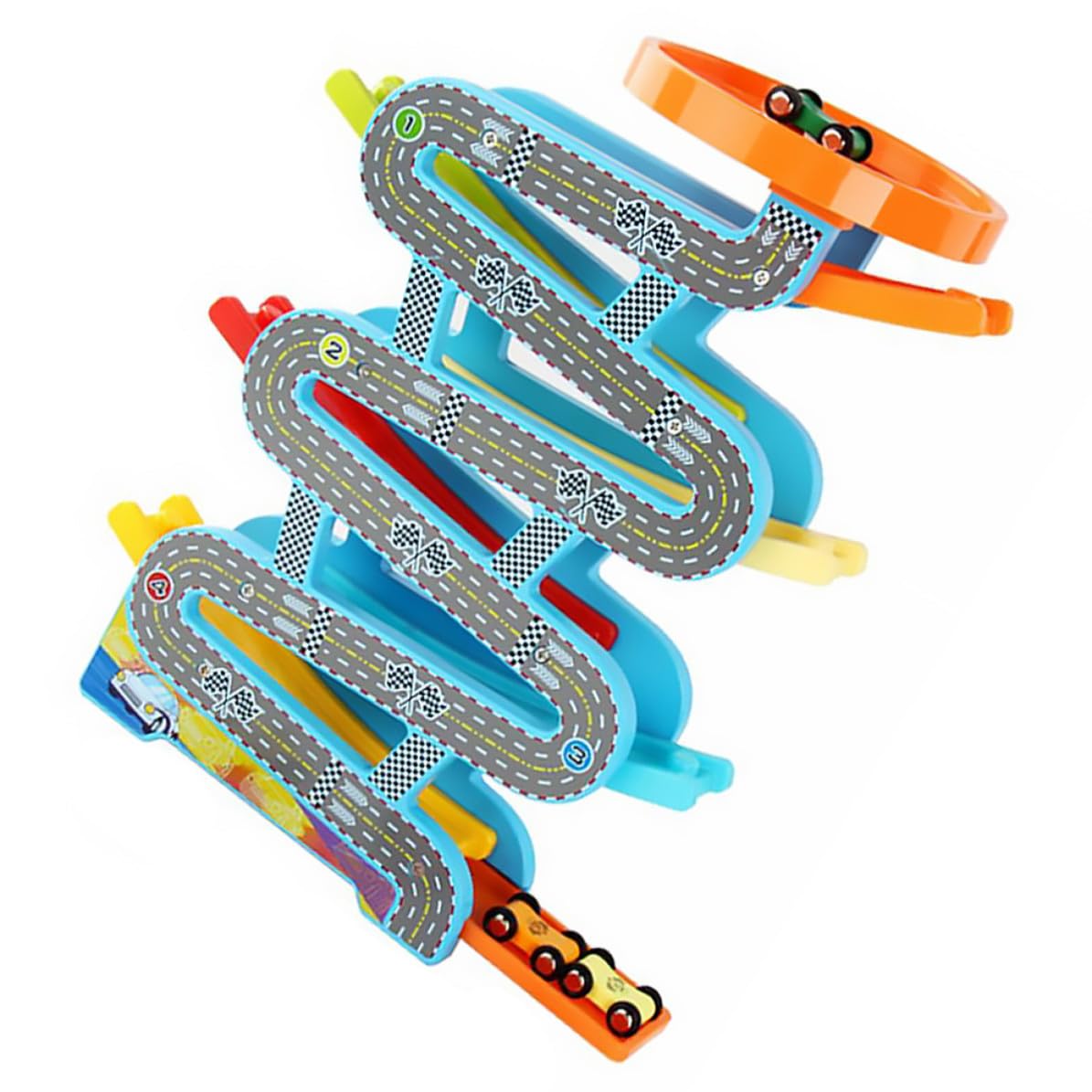 TOYANDONA Trägheitsgleitbahn Auto und PVC mit 6 Bahnen Lernspielzeug der Greiffähigkeit und Spielerischem Spaß im Sommer