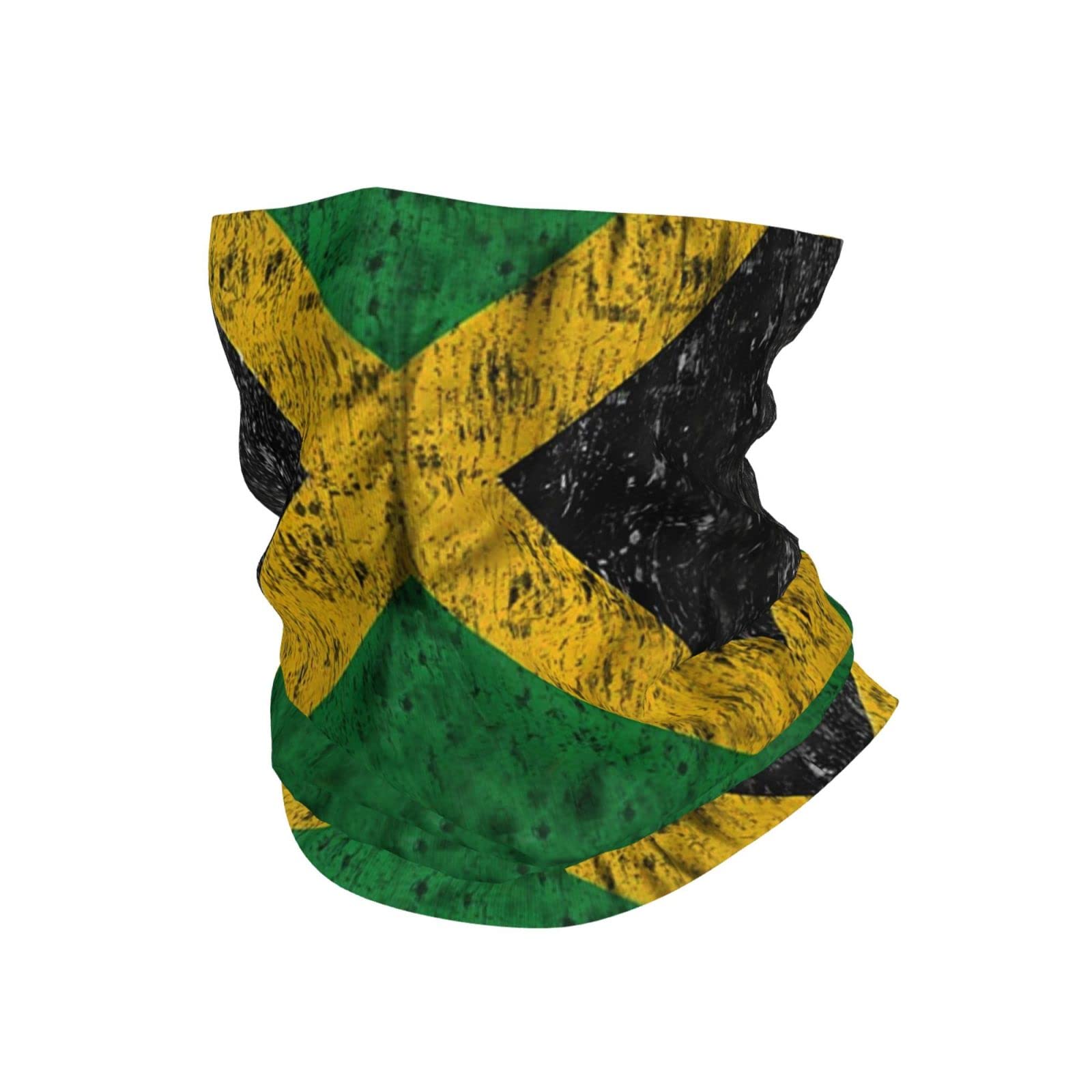 Jamaica Flag Proud Jamaicans Neck Gaiter Face Mask, Sun Dust Protection Neck Wraps Balaclava, Reusable Masks Scarf Bandana Multicolor