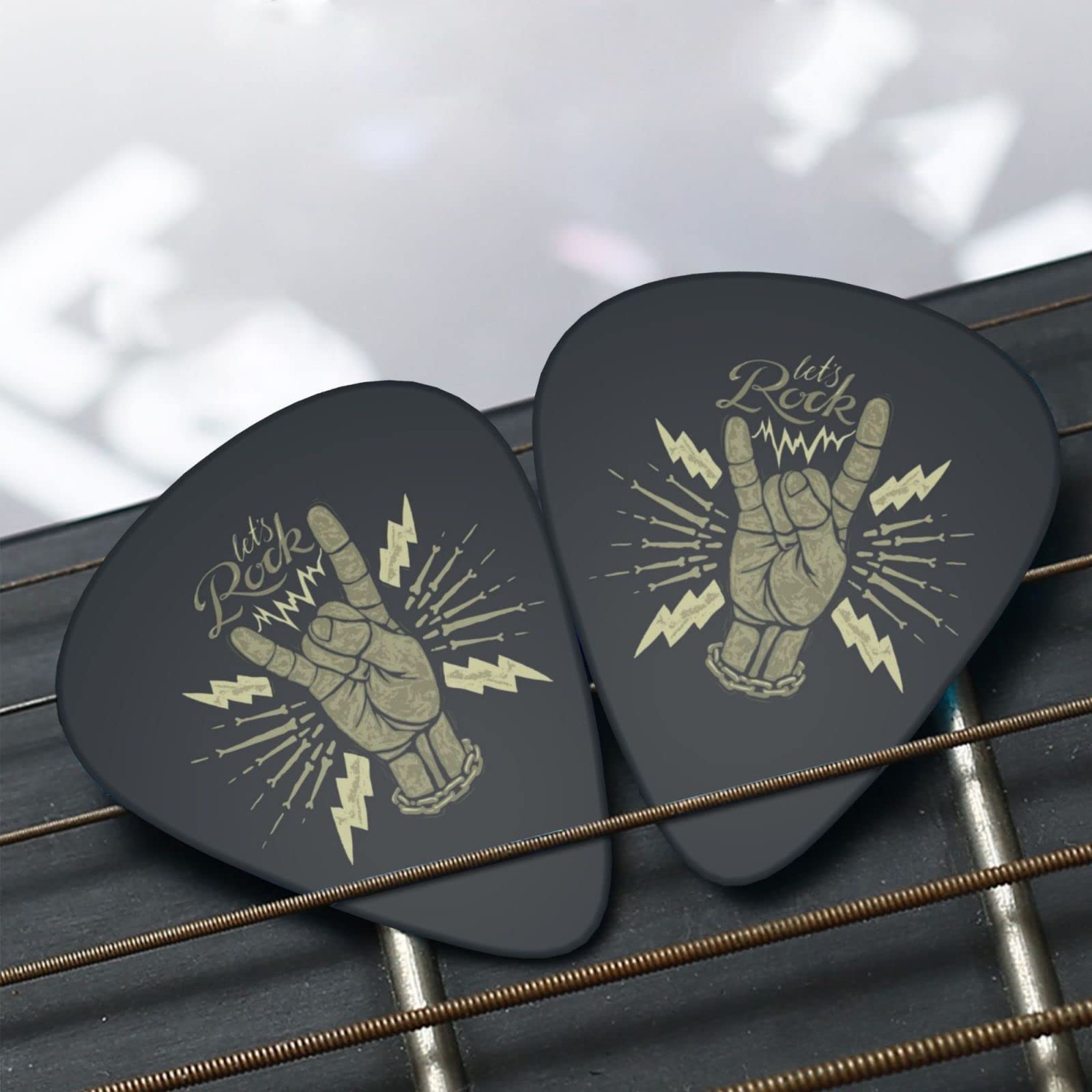 Rock Guitar Picks for Electric Guitar Acoustic Guitar Cool Guitar Pick for Beginner Thin Medium Heavy Gauges Guitar Picks 12-pack Bass Ukulele Mandolin Guitar Plectrums