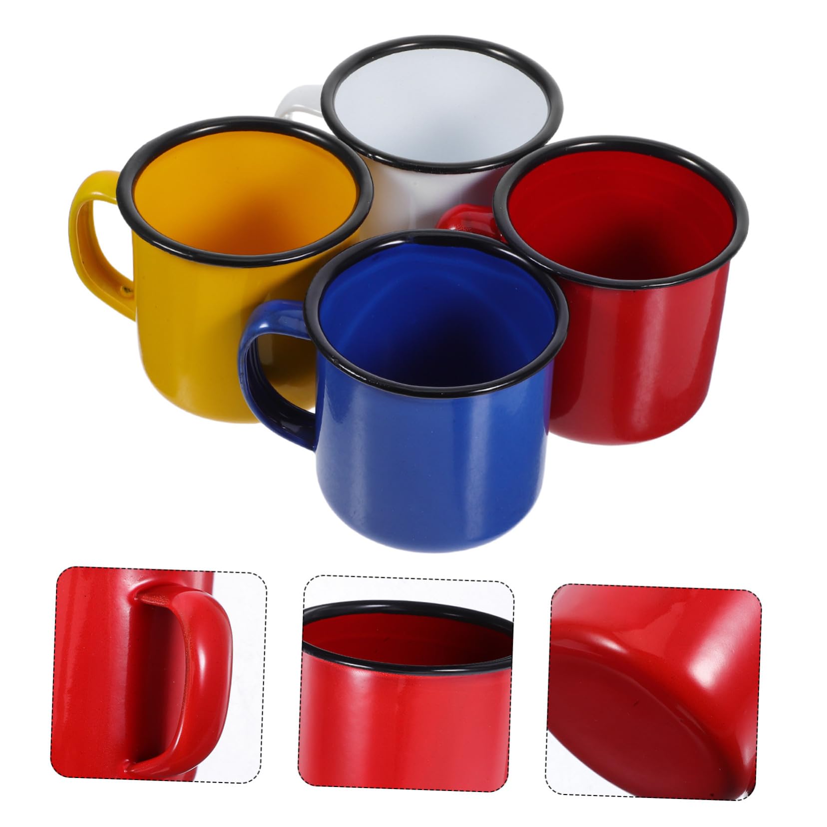 DOITOOL Emaille Kaffeebecher 4 Stück, Campingbecher aus Emaille