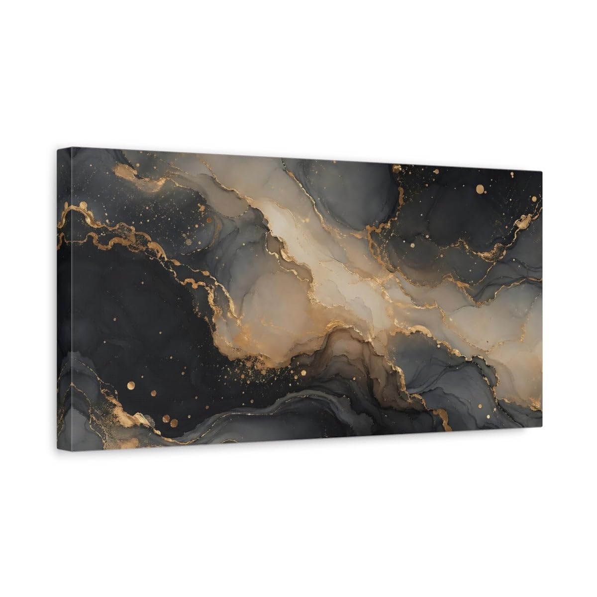 Toile ink black gold moderne de 50x25 cm en format horizontal - 8