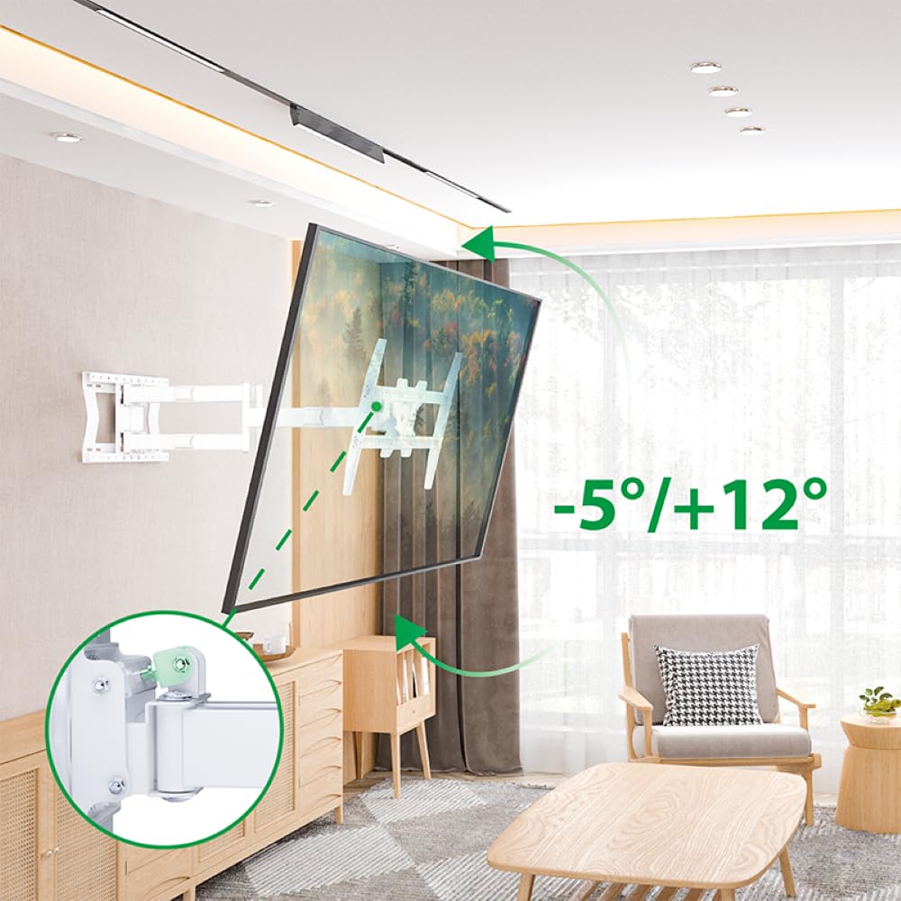 XTRARM TiTon Double 100 cm supporto TV a parete, girevole, inclinabile 80kg, VESA max.600x400 bianco