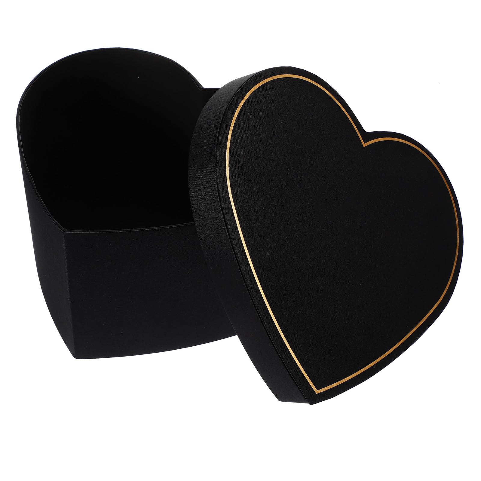 Herzförmiger Blumenkasten Schwarze Stoff Geschenkschachtel mit Deckel | Box für Dessertladen und Bridal Shower, Geschenk Kasten Herzform Süßigkeiten, Abschlussgeschenk