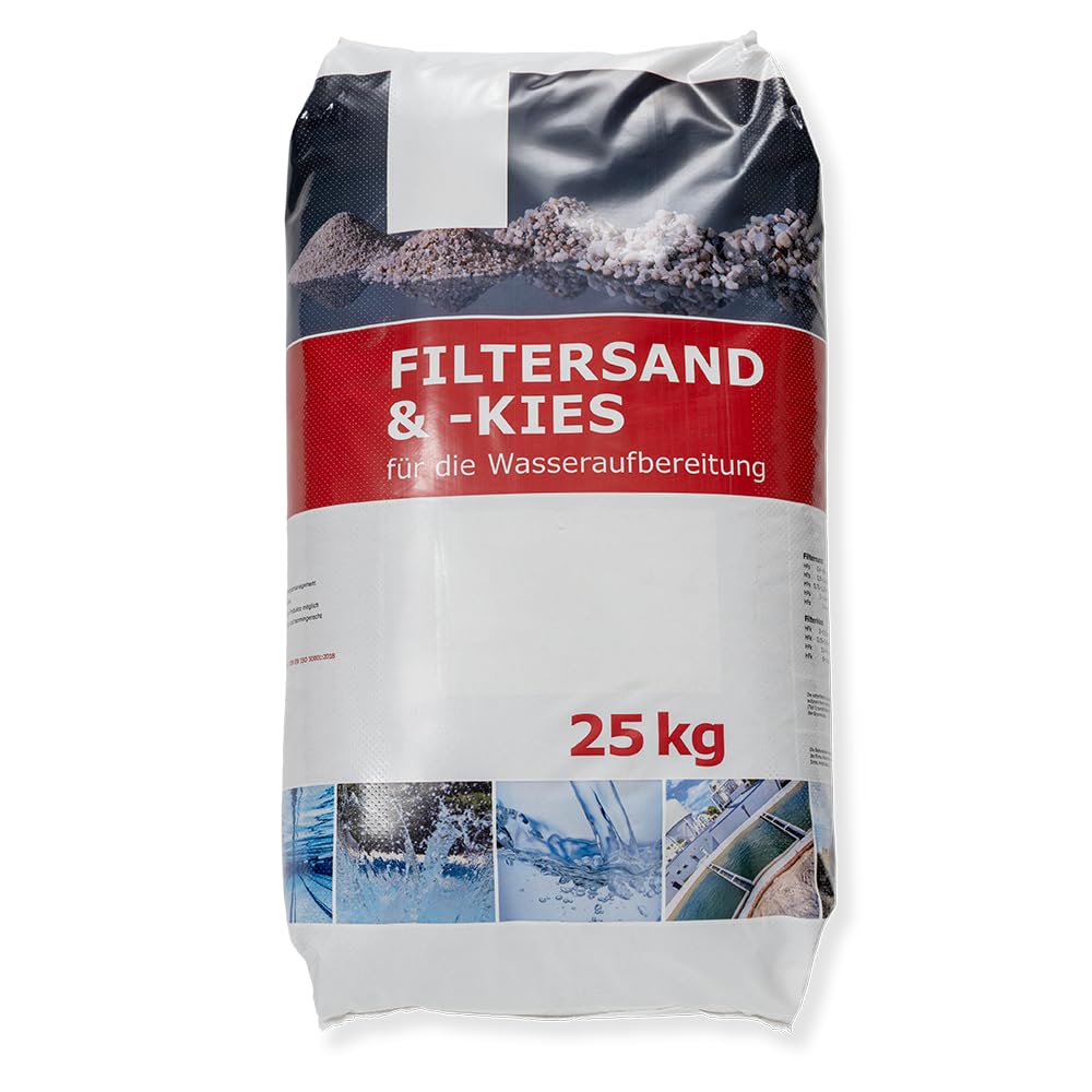 Hochwertiger Filtersand 1,0-2,0mm für Pool Sandfilteranlagen, 25kg | feuergetrockneter Quarzsand,Für Poolfilter, PE-Verpackung